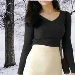 jc jummy couture Casual Regular Sleeves Solid Women Black Top-picture-40