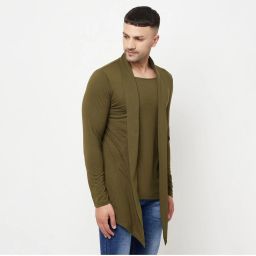 Men Asymmetric Full Sleeve Green Shrug-image-73