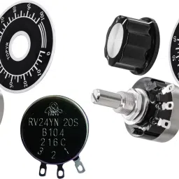 Two (2) Sets of 100k Ohm B104 Potentiometer of RV24YN20S, Dial plate & A-03 knob Rotary Potentiometer-image-26