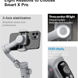 Cubonic AOCHUAN SmartX Gimbal Stabilizer Handheld 3Axis Phone Gimbal with LED Fill Light 3 Axis Gimbal for Mobile image 2