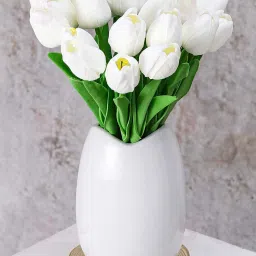 5 Pcs Tulip Flower Bunch Fake Sticks for Decorations White Tulips Artificial Flower-10