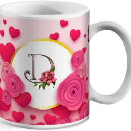 D - Letter K Name Initial Alphabet Printed Coffee Ceramic Coffee Mug-10