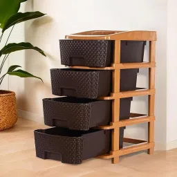 4-Tier Plastic Storage Cabinet Modular Plastic Drawer for Home/Office/Hospital Plastic Kitchen Trolley-picture-15