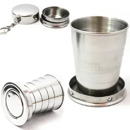 R & P Stainless Steel Folding Cup with Lid Expandable Portable | Travel Camping Glass Water/Juice Glass-18