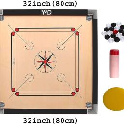 Matte Finish large Carrom Board with plastic Coins Striker (32 x 32 Inch) 80 cm Carrom Board-image-95