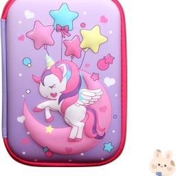 Stationery pouch unicorn design Student pencil case Unicorn, Moon, Stars Art EVA Pencil Box-image-17