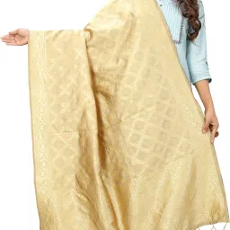 Silk Blend Checkered Gold Women Dupatta-image-21