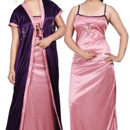 Pack of 2 Women Nighty with Robe-image-55