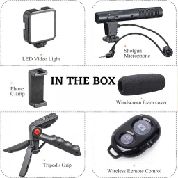 Clethics Mobile Vlogging Kit with Microphone Tripod Stand and LED Light Vlogging Mobile Tripod Kit, Monopod Kit image 5