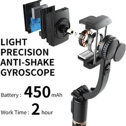 TECHNOVIEW Q08 Mini Gimbal Anti-Shake 1-Axis STABILIZER Extendable Selfie Stick Tripod, Wireless Remote for Smartphone, Black image 3