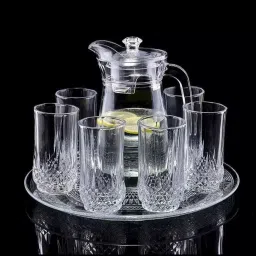 S1Store Water, Juice Jug Glass Combo Set For Dinner Table Jug Capacity 1300ML, Glass Capacity 280ML (Pack Of 7) Jug Glass Set (Glass) Jug Glass Set-image-46