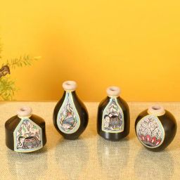 aakriti art creations Madhubani Black Terracotta Table Vase-picture-31