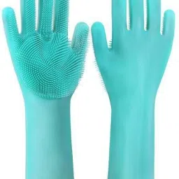 Silicone Dish Washing Gloves, Silicon Cleaning Gloves, Silicon Hand Gloves for Kitchen Dishwashing and Pet Grooming, Great for Washing Dish, Kitchen, Car, Bathroom Wet and Dry Glove Set (Free Size Pack of 2) Wet and Dry Glove Set-image-51