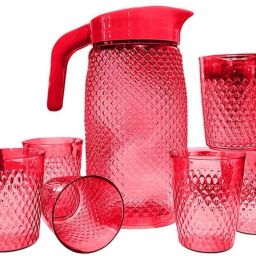 JUGNOO JUGNOO Stylish Plastic Jug with 6 Piece Glasses for Juice/Water Jug Glass Set-image-30