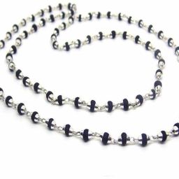 black Tulsi Mala Bead with Silver Plated Cap Silver Plated Wood Necklace Beads Silver Chain-image-30