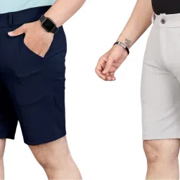 Pack of 2 Solid Men Blue, Silver Running Shorts-image-72