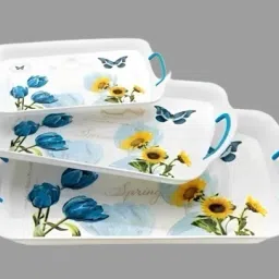 Serving Tray Set of 3 for Tea and Coffee (Large, Medium and Small) Tray-21