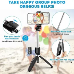 POZUB 3-in-1 Multifunctional Extendable Bluetooth Selfie Stick Tripod Mobile Holder Tripod, Monopod Kit, Monopod, Tripod Ball Head, Tripod Clamp, Tripod Bracket, Tripod Kit image 3