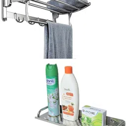 High Grade Stainless Steel Folding 18" Towel Rack & 15" Royal Perfume Rack For Bathroom/towel Holder/hanger/Shampoo Stand 18 inch 5 Bar Towel Rod-image-42