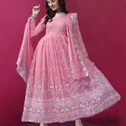 Embroidered Georgette Stitched Anarkali Gown-image-38