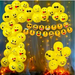 Emoji Theme Birthday Decoration Kit Combo - 52Pcs-image-16