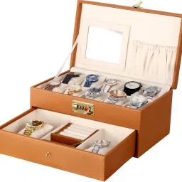 Storage Organizer For Men & Women Hand Crafted in High Quality Leather Watch Box-image-58