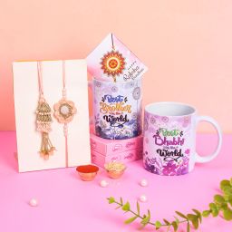 "BEST BHAIYA BHABHI 03 " with Designer RakhI & roli chawal & rakhi Wishes Card 2 Ceramic Coffee Mug-image-100
