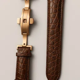 VILEN Premium Brown Alligator-Embossed Leather Strap with Rose Gold Butterfly Clasp 22 mm Genuine Leather Watch Strap-image-30