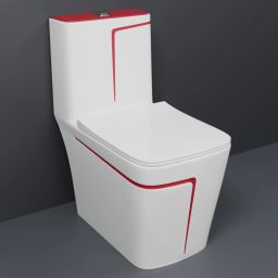 C/T04 Premium Quality White commode with Red Finishing Line and Round Flush Button Western Commode-image-51
