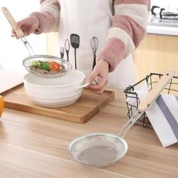 breyers Thickened stainless steel strainer, colander filter noodles , large frying net Strainer image 4