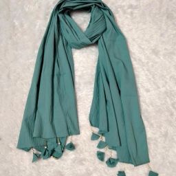 Solid Cotton Blend Women Blue Scarf, Stole-image-26