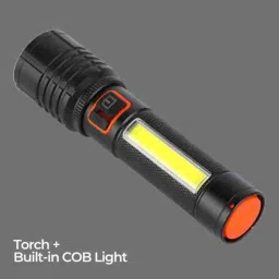 Powerful Rechargeable Zoomable Metal 4 Modes Flashlight, Super Bright with COB 6 hrs Flood Lamp Emergency Light-21