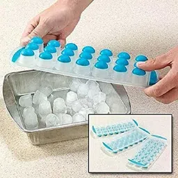 Pack of Easy Push Premium POP-UP ice Tray,with Flexible Silicon Bottom and Lid, 21 Cube Trays (Multicolor) -Pack of 1 Multicolor Plastic Ice Cube Tray-image-29