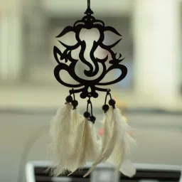 Car Dream Catcher Ganpati Majha bappa Positive vibes Wall hanging Maza Bappa Decorative Showpiece - 25 cm-image-31