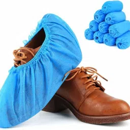 Disposable Shoe Cover/ Blue Boots Shoe Cover, Toes Shoe Cover, High Ankle Shoe Cover, Personal Protection Equipment Shoe Cover100 (Pack of 100 Pair) PP (Polypropylene) Blue High Ankle Shoe Cover, Flat Shoe Cover, Boots Shoe Cover, High Heeled Shoe Cover, Toes Shoe Cover-38