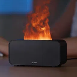 Color Changing Fire Flame Effect Mini Portable Humidifier (2 Free Oils) Diffuser-19