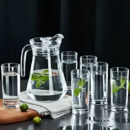 (Pack of 7) Italian Premium 6 Pcs glass and 1 Water Juice Set Combo Glass Set Water/Juice Glass-11