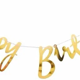 Golden Cursive Happy Birthday Banner / Happy Birthday Bunting / Birthday Decoration Item / Birthday Letter Flag Banner-image-26