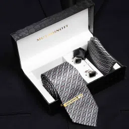 MUTAQINOTI Silk Cufflink & Tie Pin Set-image-70