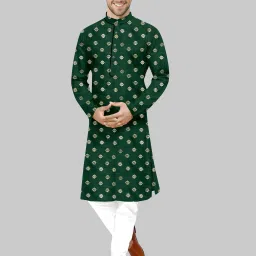 Men Cotton Blend Kurta Pyjama Set-image-64