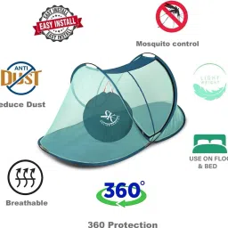 sk online services Polyester Adults Washable Polyester Adults Single Bed Foldable Mosquito Net, Macchardani with Cloth base (Size:L x W X H : 7 x 3.5 x 3.16 Feet) Two Side Slider Gate with high Quality Zip Mosquito Net image 4