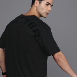 Men Self Design Round Neck Cotton Blend Black T-Shirt-image-16