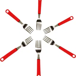 6 Pc Dessert Fork set. Made of High Quality Stainless Steel-Red Stainless Steel Dessert Fork Set-image-7