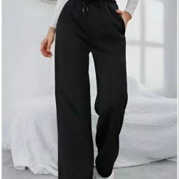 Women Solid Black Track Pants-image-13
