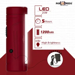 make ur wish Rechargeable 25W Super LED Mini Emergency Flashlight Torch With Side Lamp 3 hrs Torch Emergency Light image 3