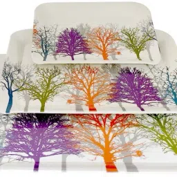 upc Preimum Melamine Break Resistant Serving Tray Set Flora Shape Modern Designs(Set of 3 - S, M, L) Tray image 2