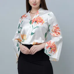 purys Women Regular Fit Floral Print Spread Collar Casual Shirt-picture-45