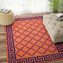 Orange Wool 5 ft X 8 ft Hand Woven Dhurrie by Imperial Knots-picture-36