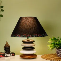 disoo fashions Black Handpainted Shade Multicolor Wooden Stone Handmade Antique Table Lamp-picture-20