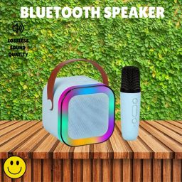 K12 (PORTABLE BLUETOOTH DESKTOP SPEAKER)With Karaoke Mic RGB Light, HD SoundE127 Laptop/Desktop Speaker-42